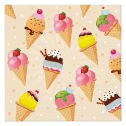 3-lagige Servietten „Ice Cream“, 1/4, 33 x 33 cm, 20 Stück