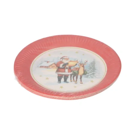 Runder Pappteller „Dear Santa“, 23 cm, 10 Stück