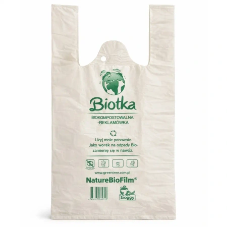 Kompostierbare BIOTKA-Tragetaschen, 30+14 x 64 cm, 100 Stück