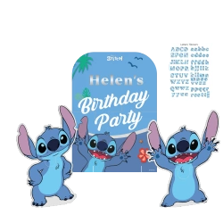 Wand mit personalisierten Aufklebern (1 Stück) + 2 Stitch-Figuren