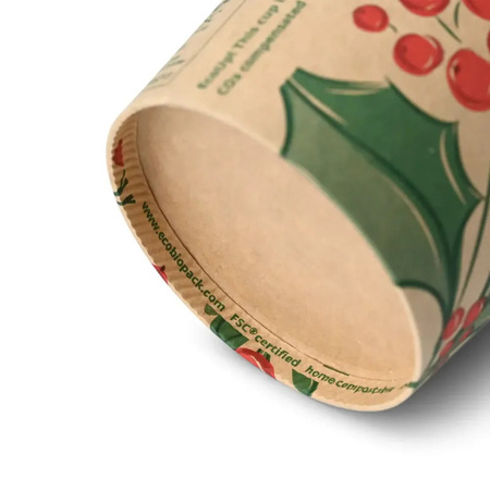 Kraftpapierbecher, Dispersionsbeschichtung, „Christmas“, 250 ml, Durchmesser 80 mm, 50 Stück