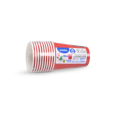 Papierbecher, rot, Ø 74 mm, 240 ml, 10 Stk.