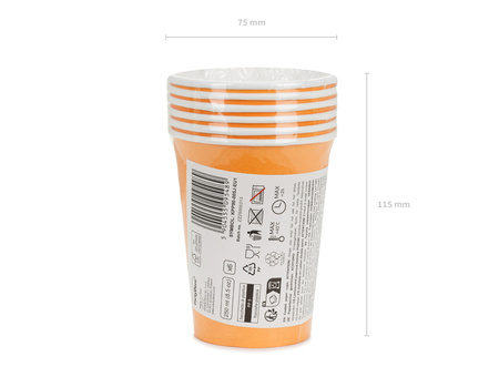 Papierbecher, Orange, 250 ml, 6 Stk.