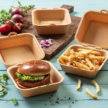 Wiederverwendbare Burgerboxen, braun, 16 x 15 x 8,5 cm, 60 Stück