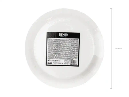 Pappteller „Silber“, 23 cm, 6 Stück.