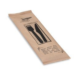 Holzbesteckset – Gabel, Messer + Serviette, 60 Stück