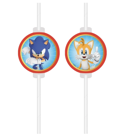 Papierstrohhalme „Sonic SEGA“, 22 cm, 4 Stück