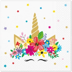 3-lagige Servietten „Unicorn Party“, 1/4, 33 x 33 cm, 20 Stück