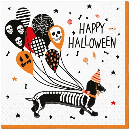 3-lagige Servietten „Spooky Dachshund / Halloween“, 1/4, 33 x 33 cm, 20 Stück