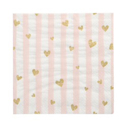 3-lagige Servietten „Golden Hearts“ 1/4, 33 x 33 cm, 30 Stück