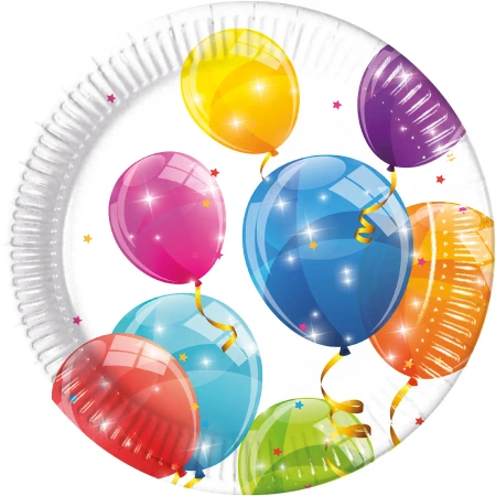 Pappteller „Sparkling Balloons“, 23 cm, 8 Stück