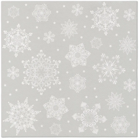 Premium-Airlaid-Servietten, „Snowflakes Silver“, 1/4, 40 x 40 cm, 50 Stück