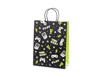 Geschenkpapiertüte „Gamepads“, 10 × 24 × 32 cm, 1 Stk.