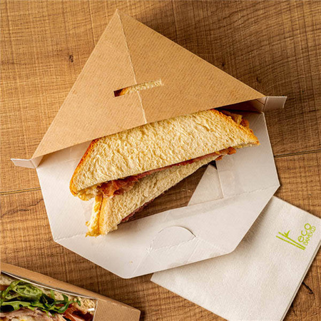 Kartonverpackung mit Papierfenster für Sandwiches, 12,4 x 12,4 x 5,5 cm, 50 Stück