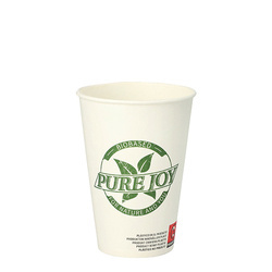 Weißer Pappbecher „Pure Joy“, 250 ml, Durchmesser 73 mm, 50 Stück