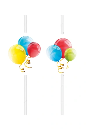 Papierstrohhalme „Sparkling Balloons“, 20 cm, 4 Stück