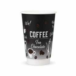 Papierbecher doppelwandig, schwarz, "Coffee, 350 ml, Ø 90 mm 25 Stk.
