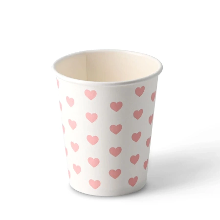Papierbecher „Hearts“ 250 ml, Durchmesser 80 mm, 50 Stück