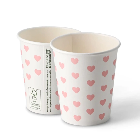 Papierbecher „Hearts“ 250 ml, Durchmesser 80 mm, 50 Stück