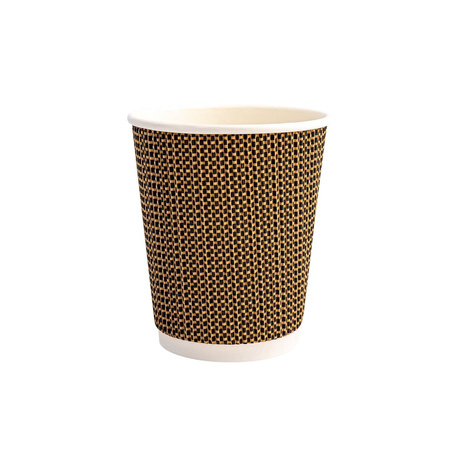 Zweilagiger, geriffelter Papierbecher „Stoffoptik“, Durchmesser 80 mm, 250 ml, 25 Stück