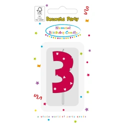Geburtstagskerze „3“ in Rosa, 1 Stück