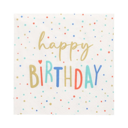3-lagige Servietten „Happy Birthday“ 1/4, 33 x 33 cm, 20 Stück