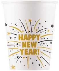 Papierbecher „Happy New Year - Flares“ 200 ml, 8 Stück