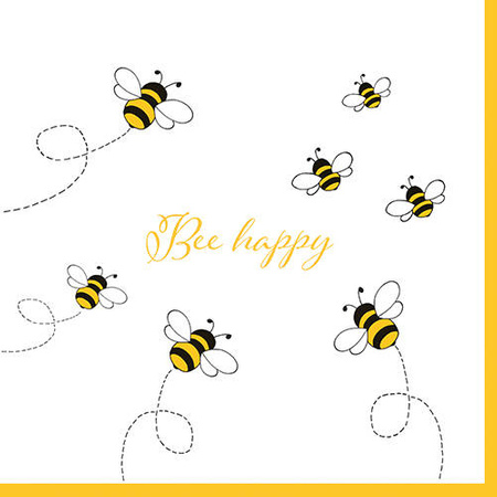 3-lagige Servietten „Bee Happy“ 1/4, 33 x 33 cm, 30 Stück