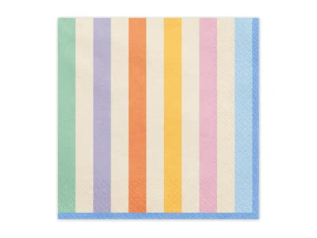 Papierservietten 2‑lagig „Streifen – Bunt“, 33 × 33 cm, 20 Stk.