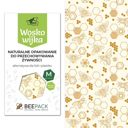 Wachstuch „Bienen“, Größe „M“, 25 x 25 cm, 1 Stück