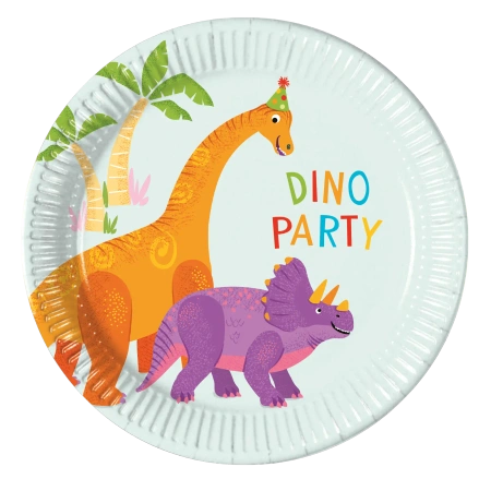 Pappteller „Dino“, 20 cm, 8 Stück