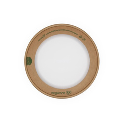 Papierdeckel mit Sichtfenster aus Zellstoff für Vegware-Schalen, Durchmesser 150 mm, 50 Stück