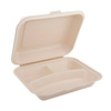 Dreiteilige, doppelwandige Menübox aus Zuckerrohr, 1500 ml, 24,1 x 21 x 4 cm, 50 Stück