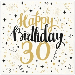 Premium-Airlaid-Servietten „Birthday 30“, 40 x 40 cm, 50 Stück