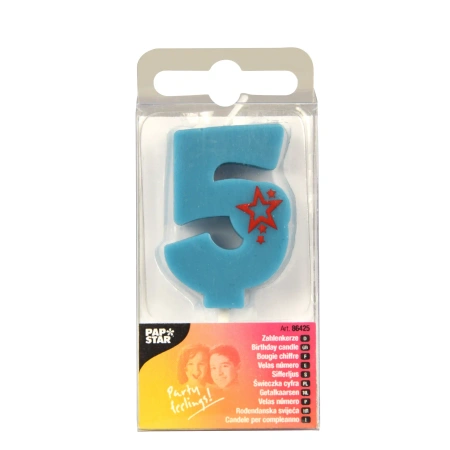 Geburtstagskerze „5“ in Blau, 1 Stück