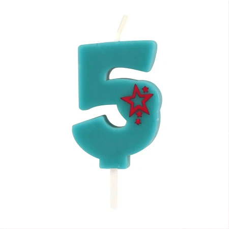 Geburtstagskerze „5“ in Blau, 1 Stück