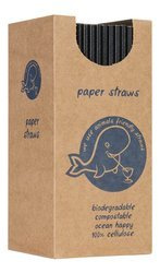 Schwarze Papierstrohhalme, 8/205 mm, 160 Stück