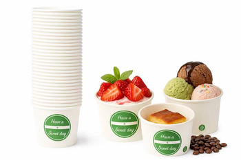 Weißer Pappbecher für Eis, 350 ml, 45 Stück