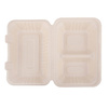 Zweiteilige, doppelwandige Menübox aus Zuckerrohr, 1000 ml, 22,7 x 15,2 x 7,6 cm, 125 Stück