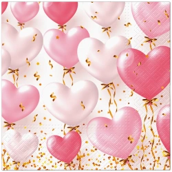 3-lagige Servietten „Heart Balloons“, 1/4, 33 x 33 cm, 20 Stück