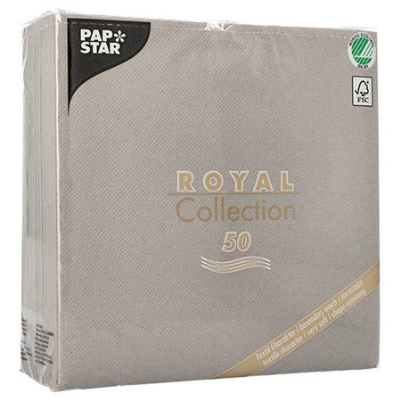 Servietten „Royal Collection“, grau, 1/4, 3-lagig, 40 x 40 cm, 50 Stück