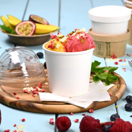 Weißer Pappbecher für Eis, 300 ml, Durchmesser 92 mm, 50 Stück