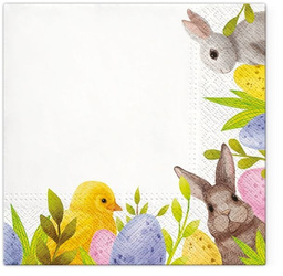 3-lagige Servietten „Bunny Corner“, 1/4, 33 x 33 cm, 20 Stück