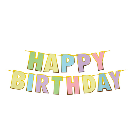 Papiergirlande „Happy Birthday“, Länge 5 m, Höhe 20 cm, 1 Stück