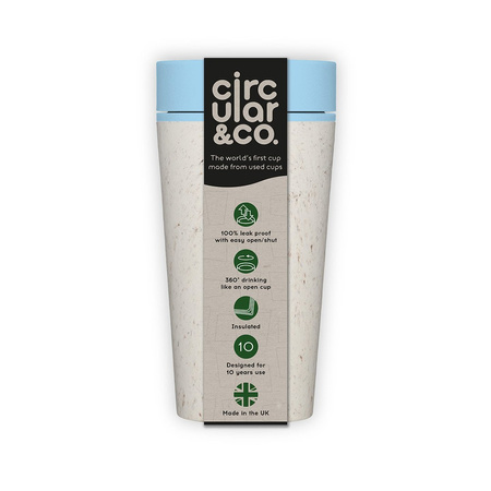 Mehrwegbecher Circular 340 ml, cremefarben & zartes Blau, 1 Stück