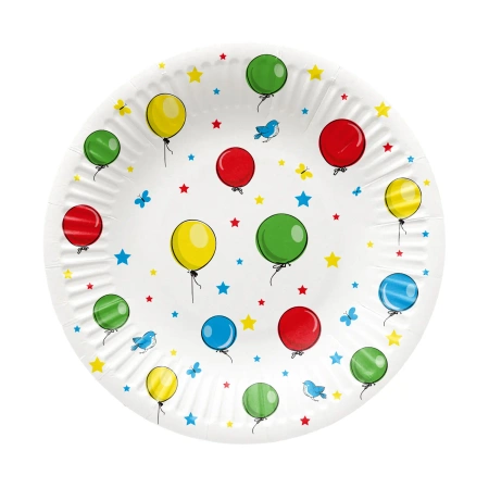 Runder Pappteller „Balloons“, Durchmesser 18 cm, 8 Stück