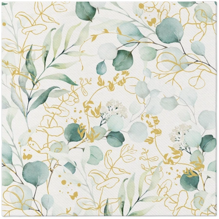 Premium-Airlaid-Servietten, „Golden Eucalyptus“, 1/4, 40 x 40 cm, 50 Stück