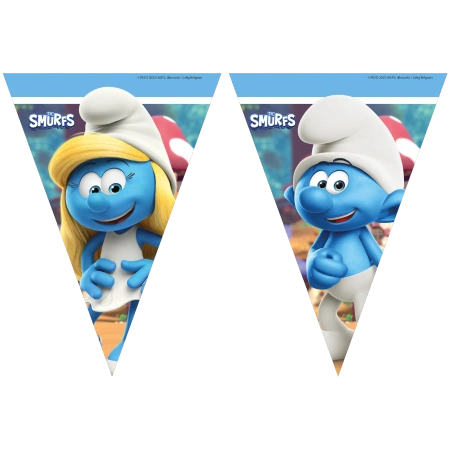 Papierfahnen-Girlande „Schlümpfe“, 2,3 m, 1 Stück