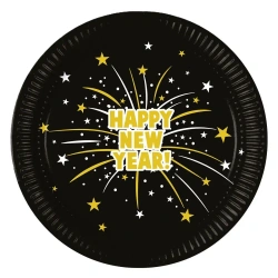 Pappteller „Happy New Year“, 23 cm, 8 Stück