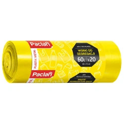 Gelbe Paclan-Säcke zur Mülltrennung (Kunststoff), 60 l, 50 x 72 cm, 20 Stück